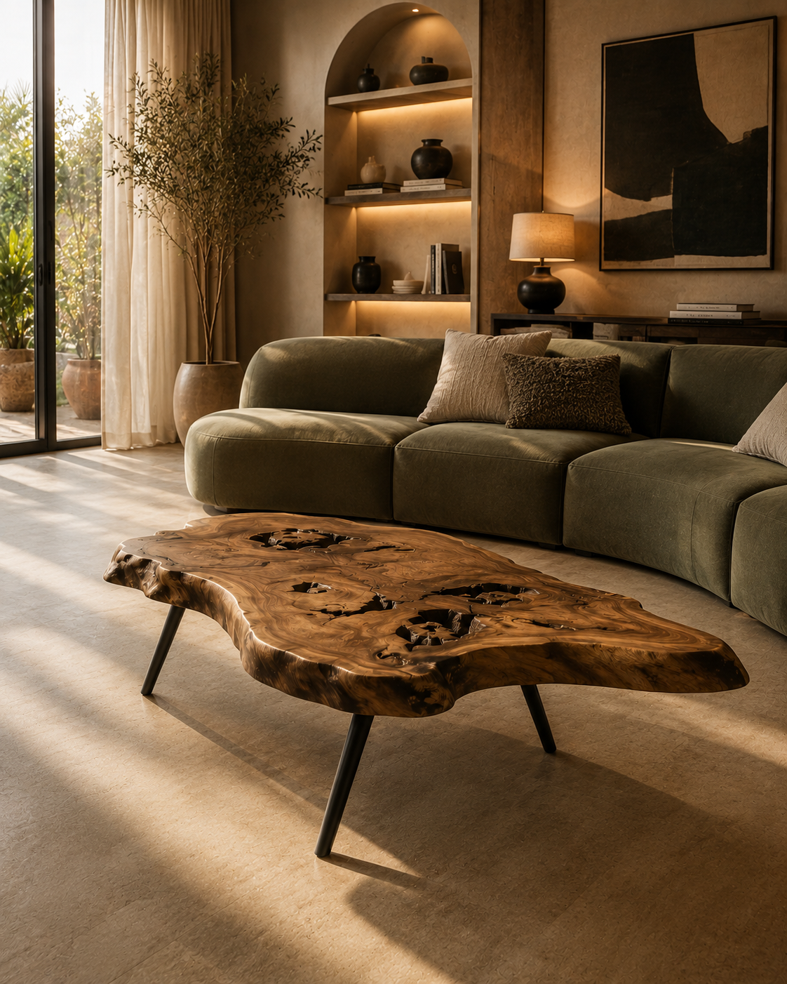 Table basse — bois organique