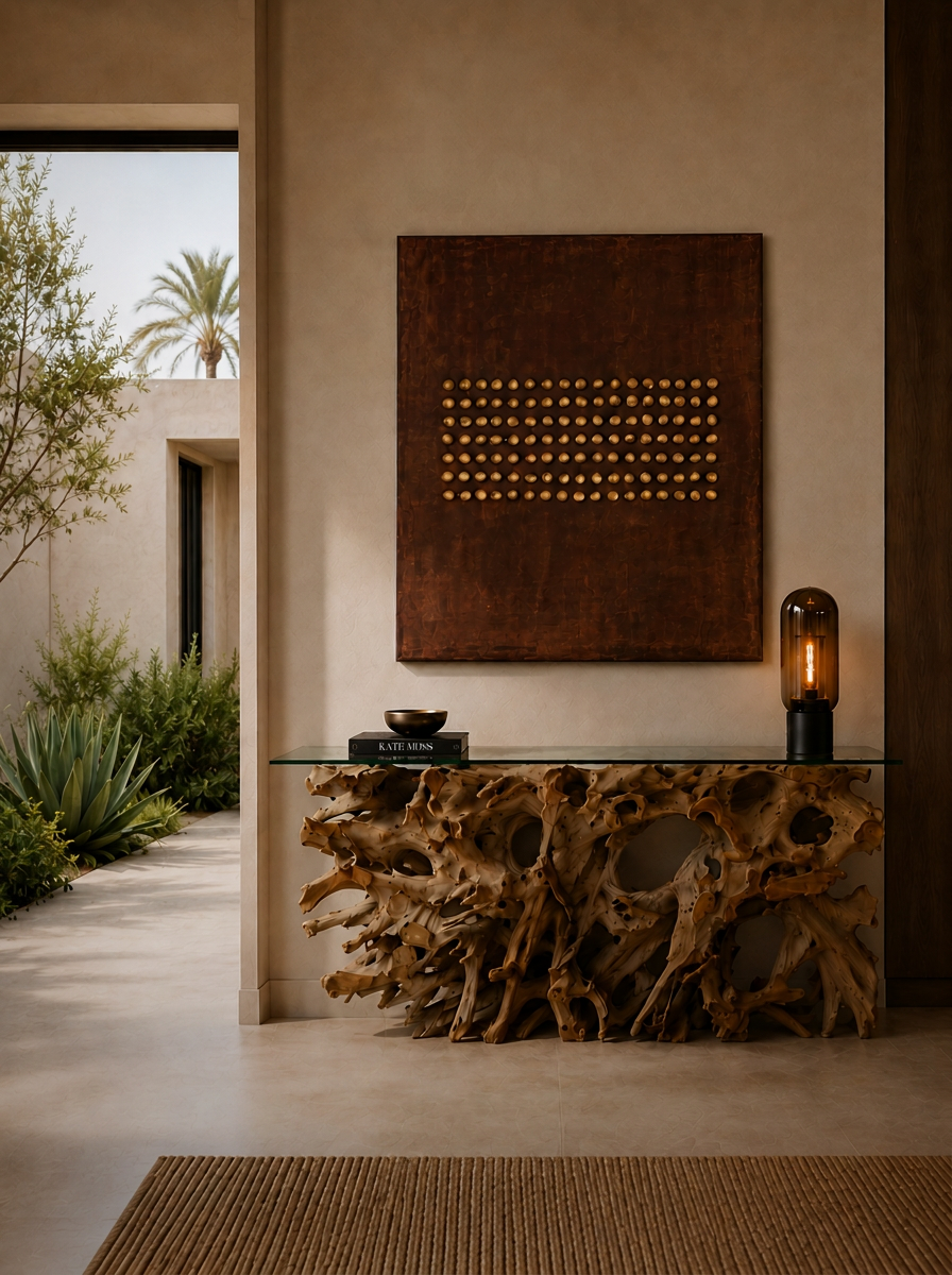 Console Racines — plateau verre